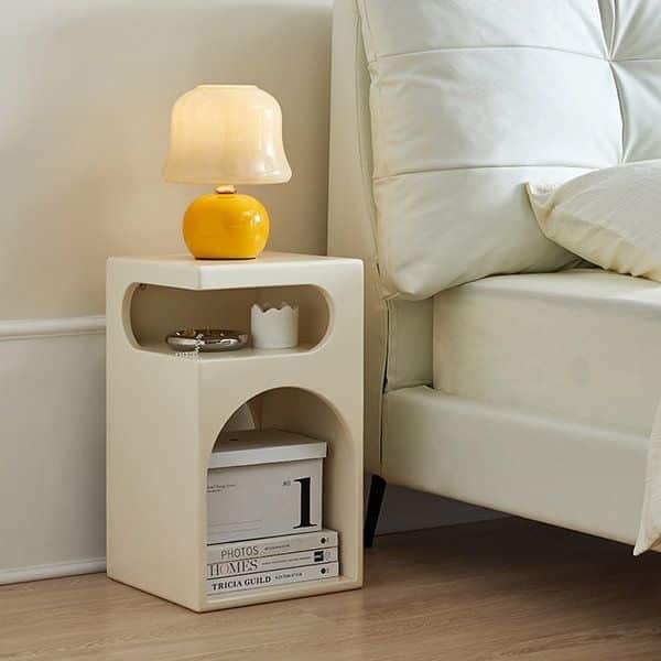 پاتختی مدرن رنگ کرمی با طراحی قوس‌دار – مدل چشمه